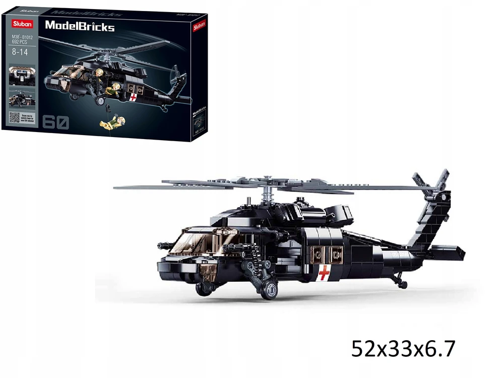Statybiniai blokai Sluban Helikopter Juodas Hawk 692 el Army Vaikų diena