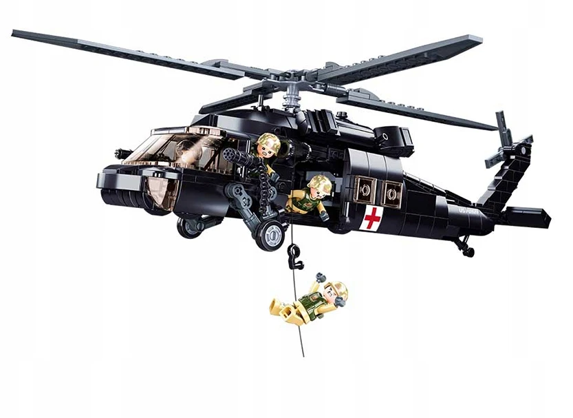 Statybiniai blokai Sluban Helikopter Juodas Hawk 692 el Army Vaikų diena