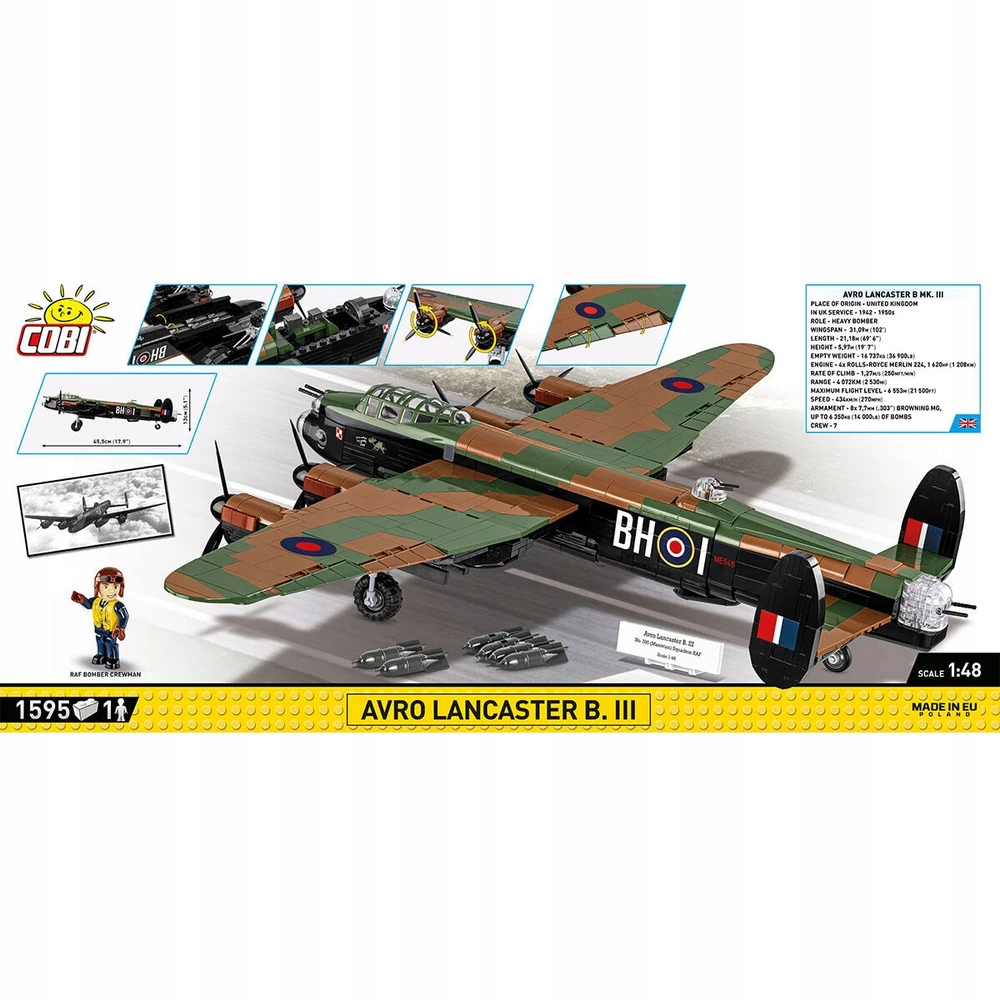 Statybinis modelis - COBI - Avro Lancaster B Mk.13 - 1595 elementai - 1 figūrėlė - Masto 1:48