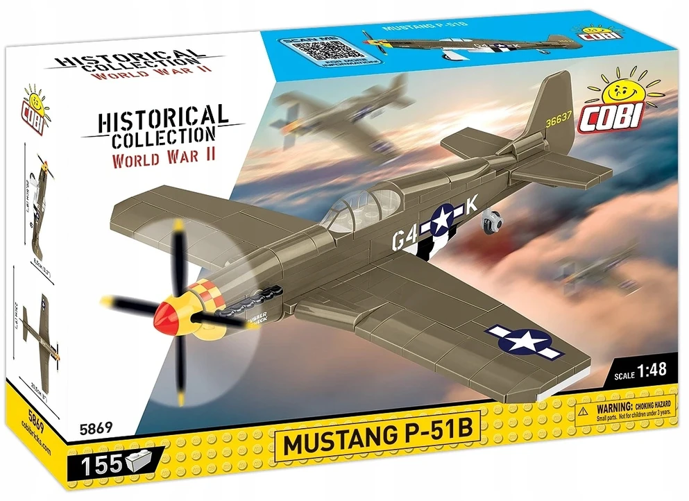 Statybinis žaidimas - COBI - Mustang P-51B - 158 elementai - Ruda - Surinkti patiems