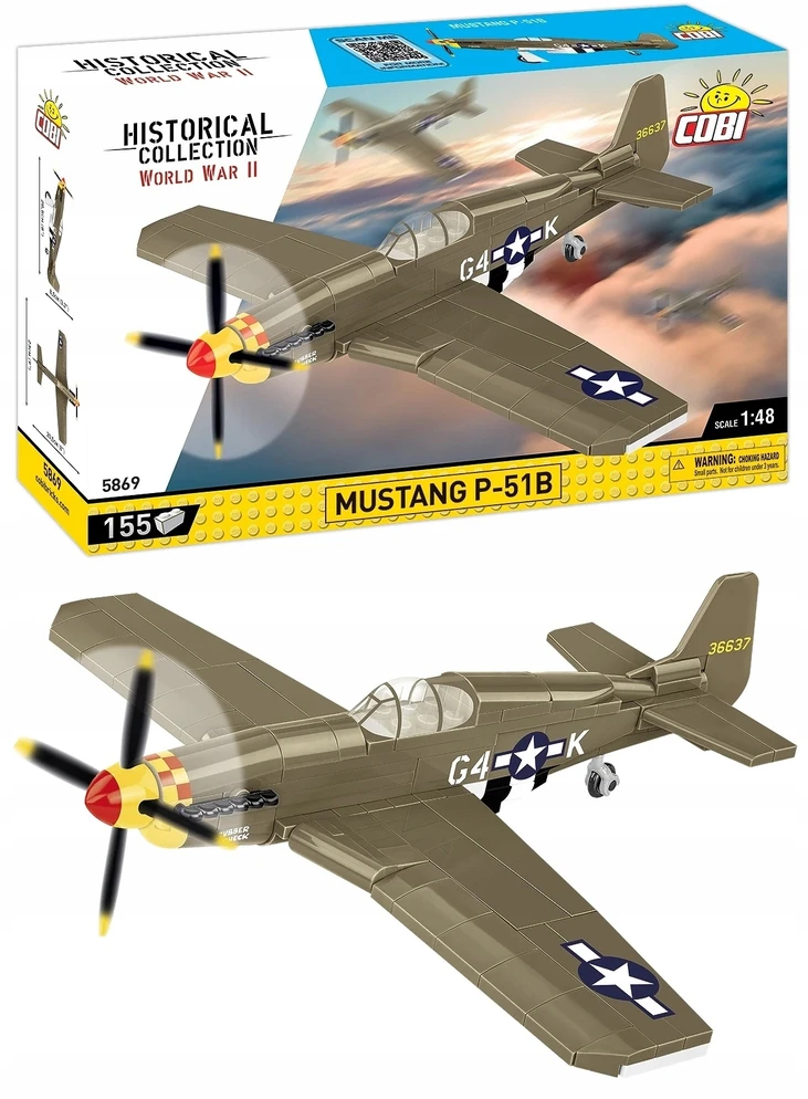 Statybinis žaidimas - COBI - Mustang P-51B - 158 elementai - Ruda - Surinkti patiems