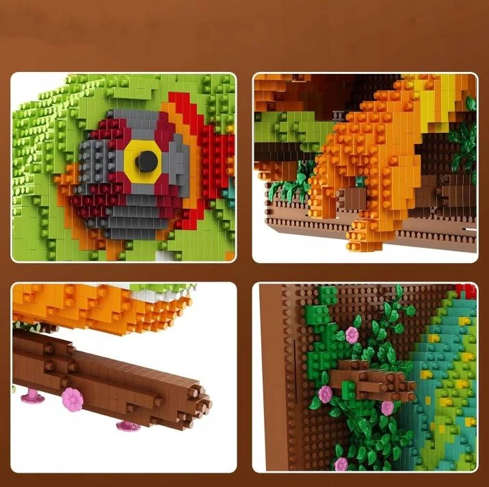 STATYBINIŲ KLALŲ RINKINYS, 3D SIENŲ DAILĖ, CHAMELEONAS, STATYBINIS ŽAISLAS