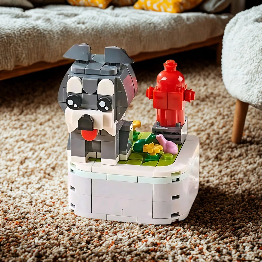 Statybinių plytų komplektas Dog SCHNAUZER 3D gaisrinis hidrantas 178 vnt. 6+