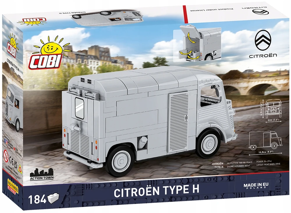 Statybos žaidimas - COBI - CITROËN TYPE H - Balta - 306 g - Miniatiūrinė replika