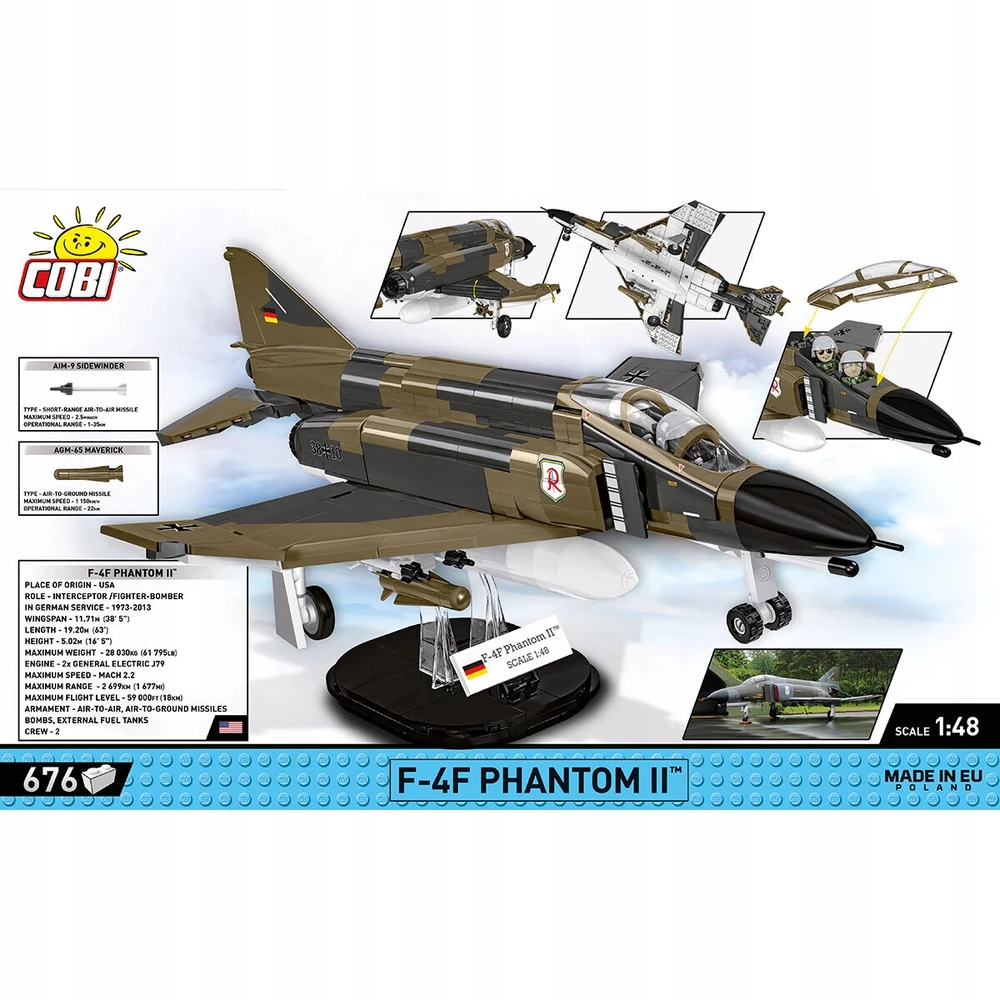 Statybos žaidimas - COBI - F-4F Phantom II - Rudas - Surinkimo komplektas - Vaikams