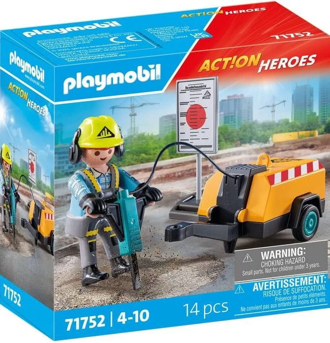 Playmobil Action Heroes 71752 Pracownik Budowlany su Młotem Pneumatycznym