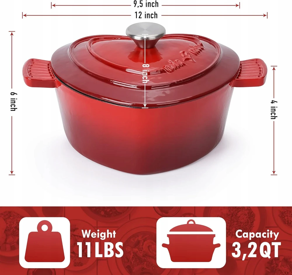 Staub ŠIRDIES FORMOS KETUS PUODAS 3 L – EMALINIS – RAUDONAS – MIAMIO