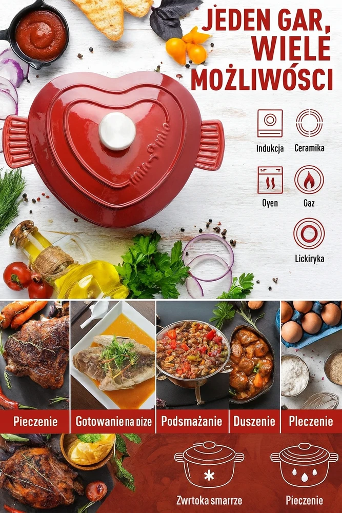 Staub ŠIRDIES FORMOS KETUS PUODAS 3 L – EMALINIS – RAUDONAS – MIAMIO
