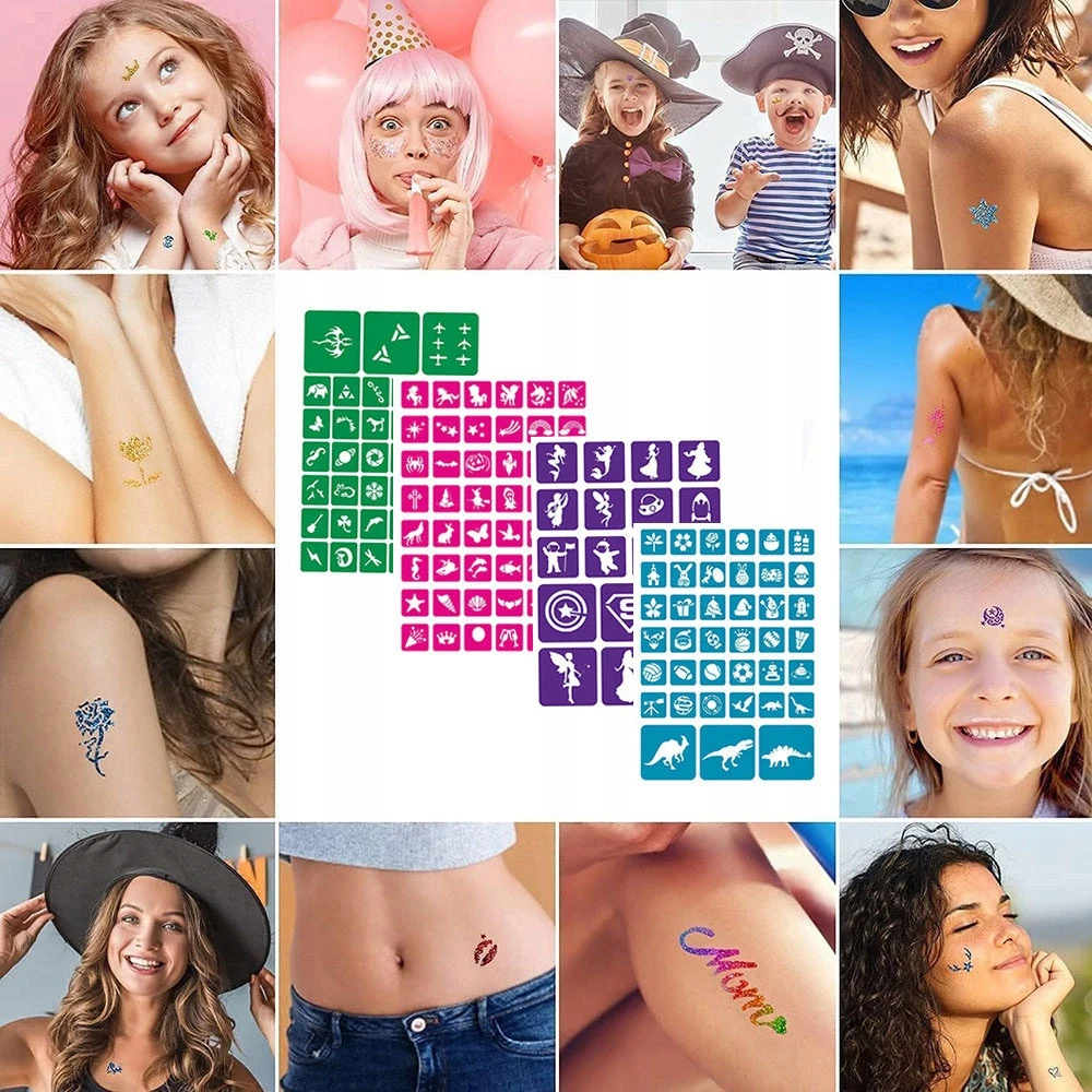 Stawscy TATUiruočių rinkinys VAIKAMS Blizgantys tatuiruotės PLAUNAMI ŠABLONAI