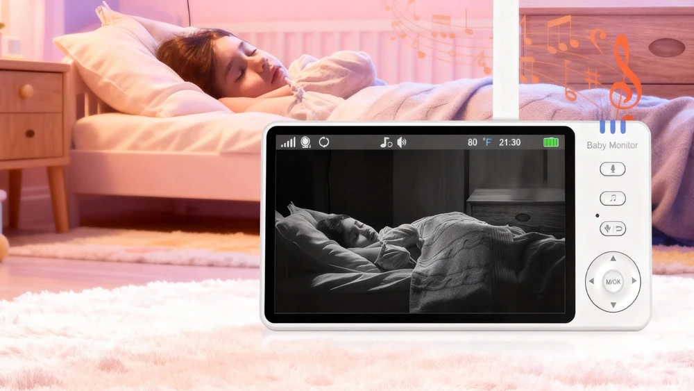 Stazer ELEKTRONINĖ AUKLĖ SU SUKIAMA KAMERA BABY MONITORIUS 5" HD LCD EKRANAS