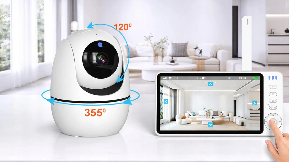 Stazer ELEKTRONINĖ AUKLĖ SU SUKIAMA KAMERA BABY MONITORIUS 5" HD LCD EKRANAS