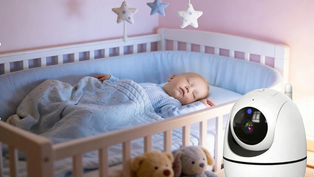 Stazer ELEKTRONINĖ AUKLĖ SU SUKIAMA KAMERA BABY MONITORIUS 5" HD LCD EKRANAS