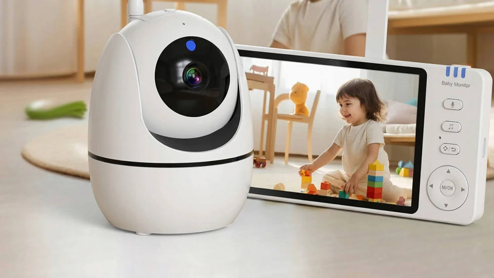 Stazer ELEKTRONINĖ AUKLĖ SU SUKIAMA KAMERA BABY MONITORIUS 5" HD LCD EKRANAS
