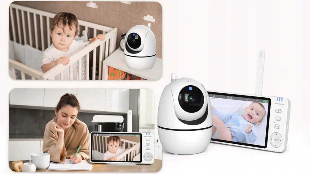Stazer ELEKTRONINĖ AUKLĖ SU SUKIAMA KAMERA BABY MONITORIUS 5" HD LCD EKRANAS