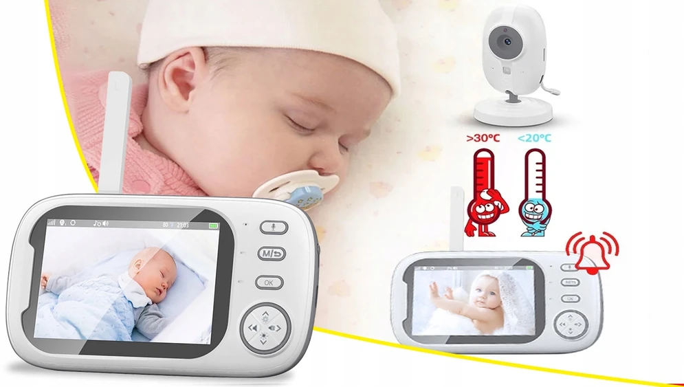 Stazer ELEKTRONINĖ AUKLĖS LIVE KAMEROS NAKTINIS REŽIMAS IPS HD TERMOMETRAS 2000MAH