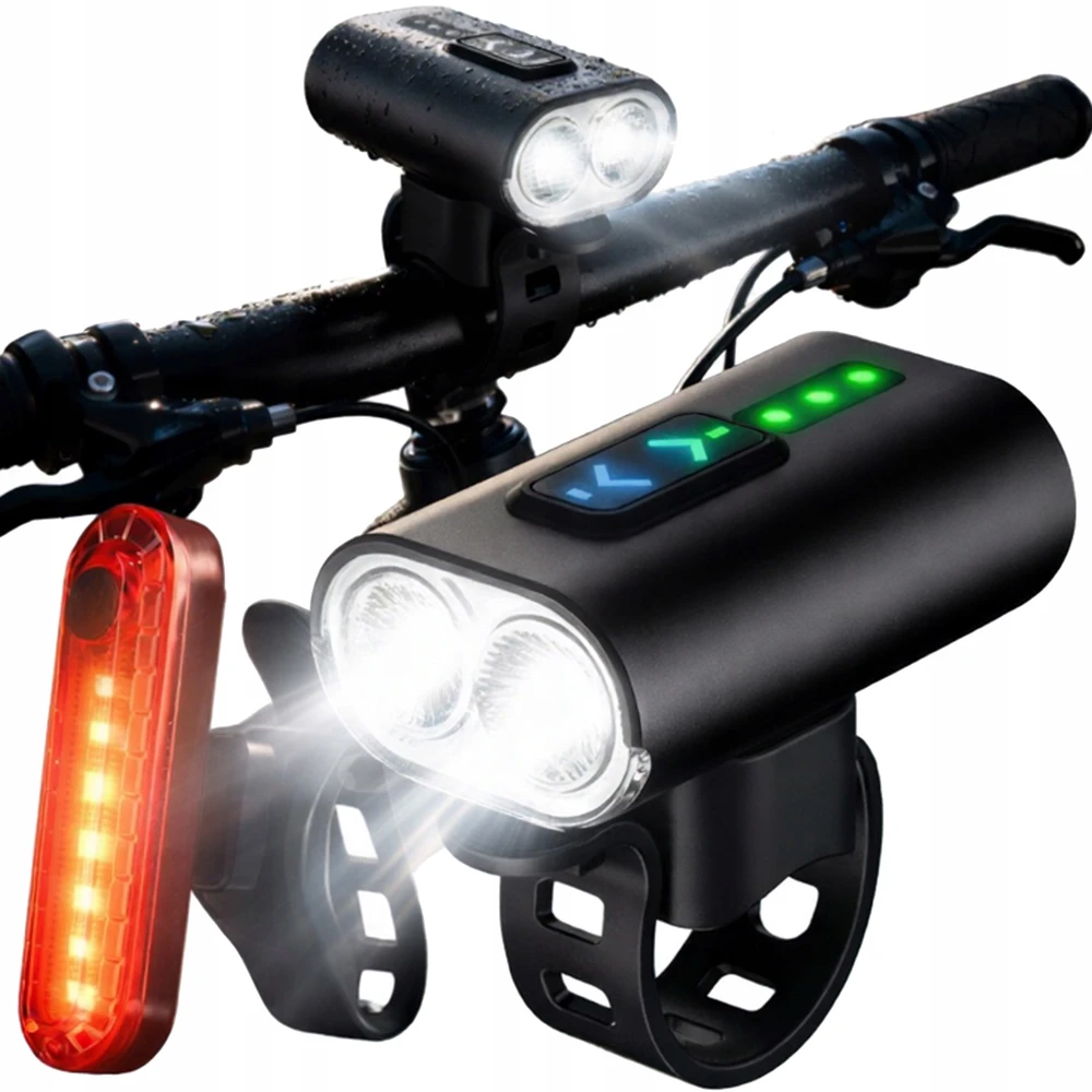 Stazer LED dviračio žibintas priekinis galinis priekinis galinis USB įkraunamas žibintuvėlis