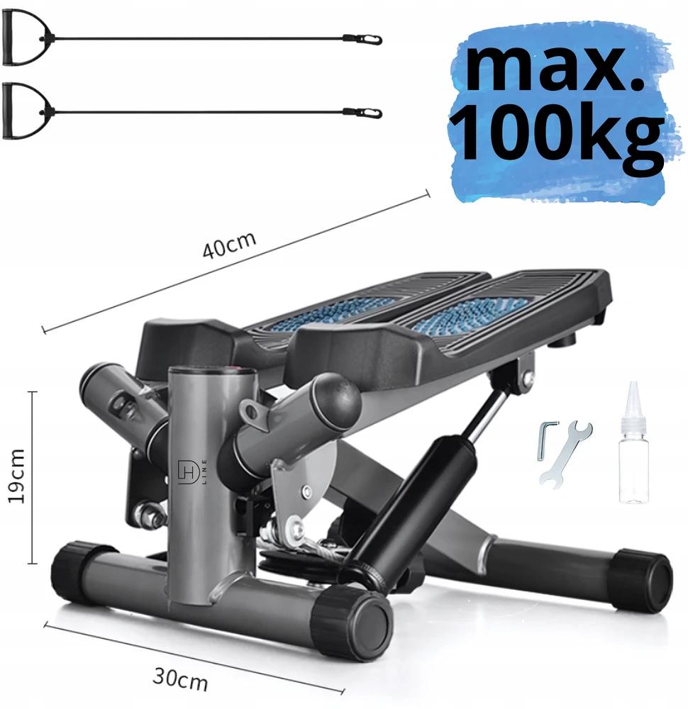 Stepperis su pasipriešinimo gumomis ir LCD ekranu DH Line STEP 1, reguliuojamas aukštis, neslystančios pedalų platformos