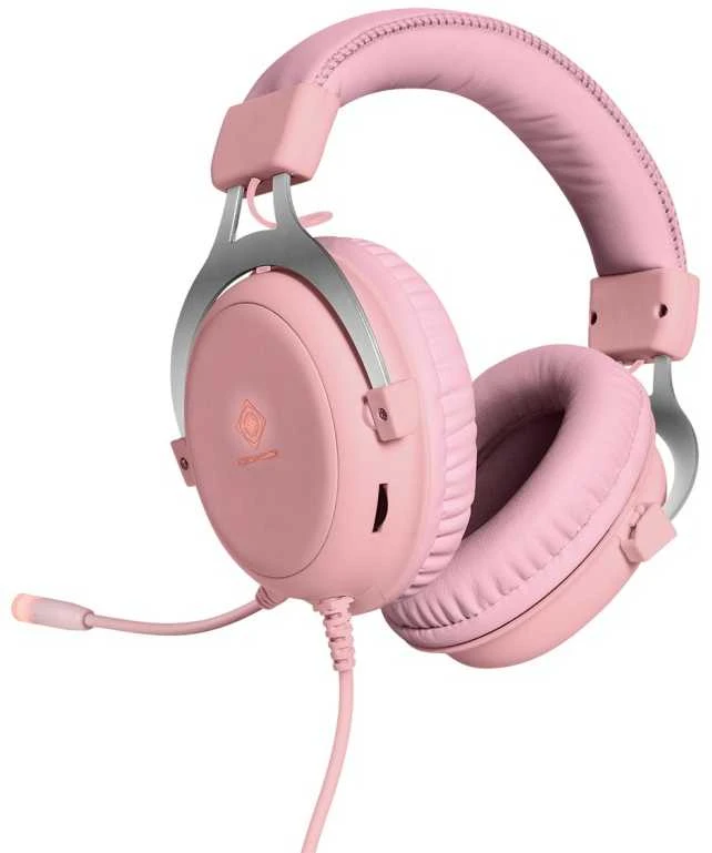 Stereo ausinės DELTACO GAMING PH85, 57mm, LED, rožinės / GAM-030-P