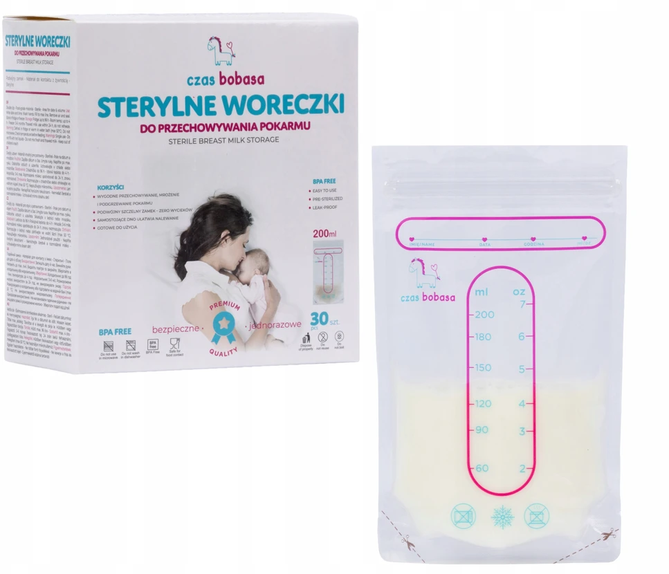 STERILIEJI MAIŠĖLIAI MAISTO ŠALDYMO MAIŠELIAMS LAIKYTI 200ml 30vnt.