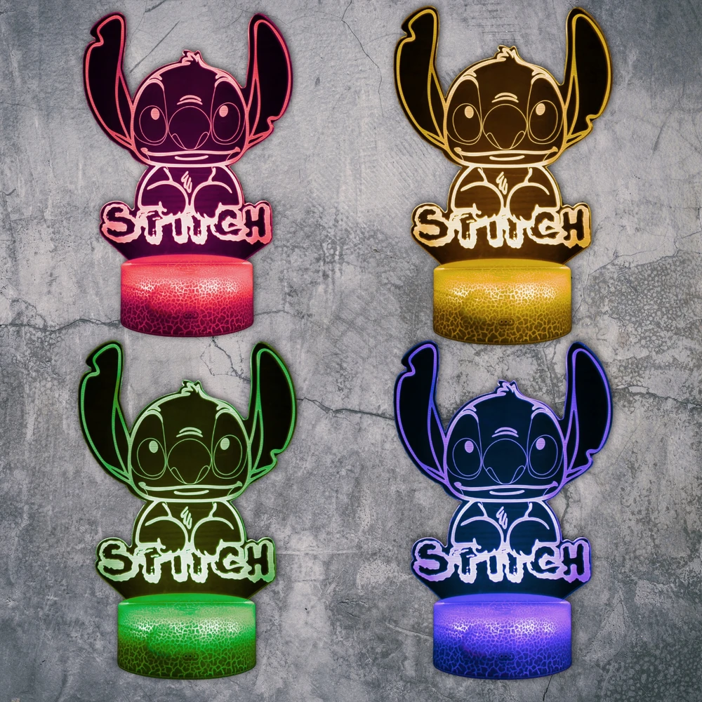 STICH 3D Stalinė lemputė 16 LED LILO IR STICH SU NUOTOLINIO PULTO VAIKŲ PULTU