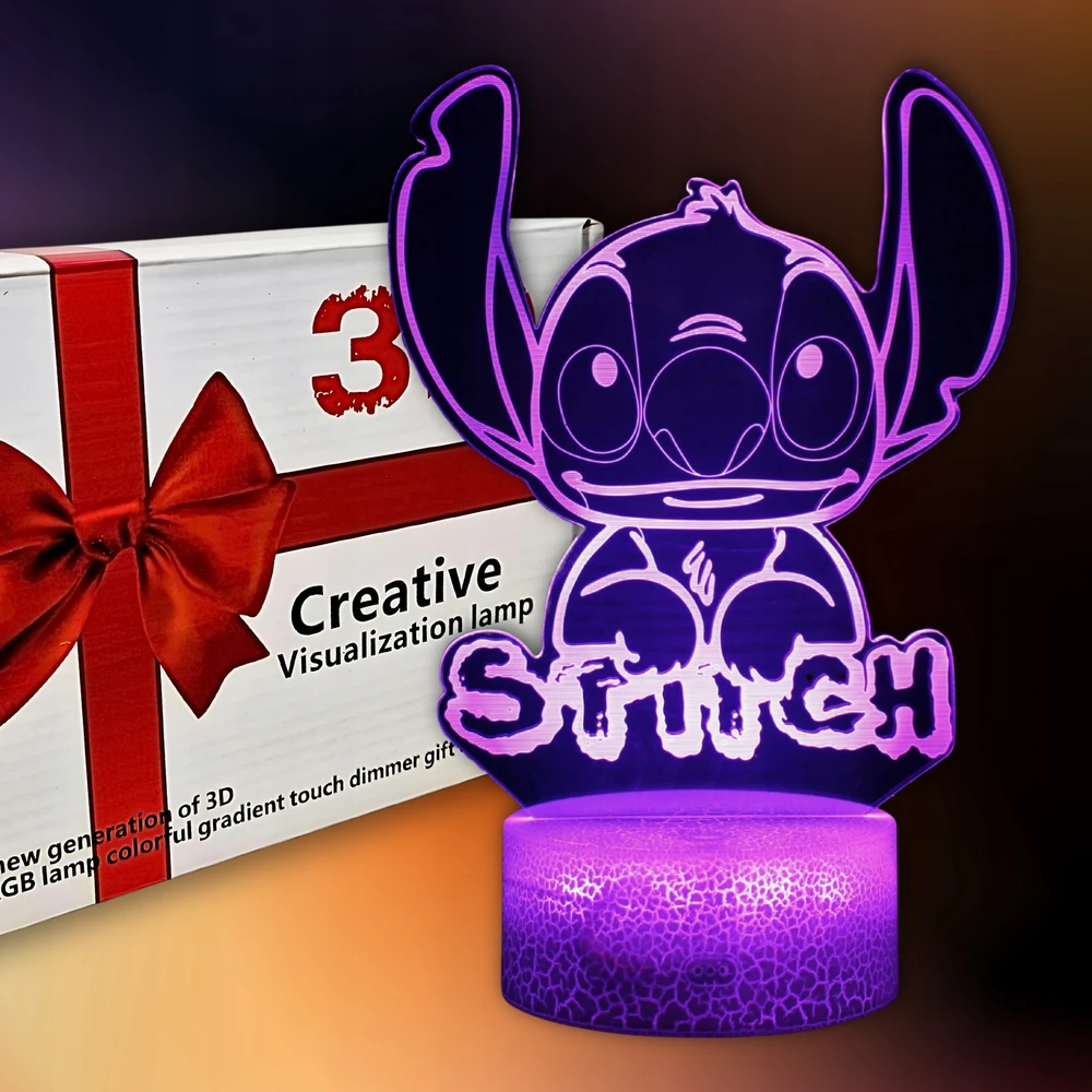 STICH 3D Stalinė lemputė 16 LED LILO IR STICH SU NUOTOLINIO PULTO VAIKŲ PULTU