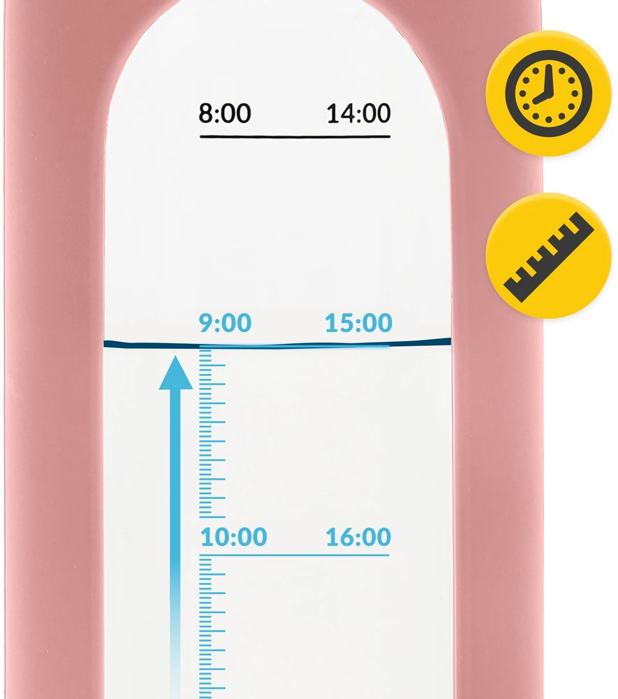 Stiklinė gertuvė 4FIZJO 750 ml, rožinė, vandens butelis, sportinė gertuvė, su dėklu, treniruotėms, kasdieniam naudojimui