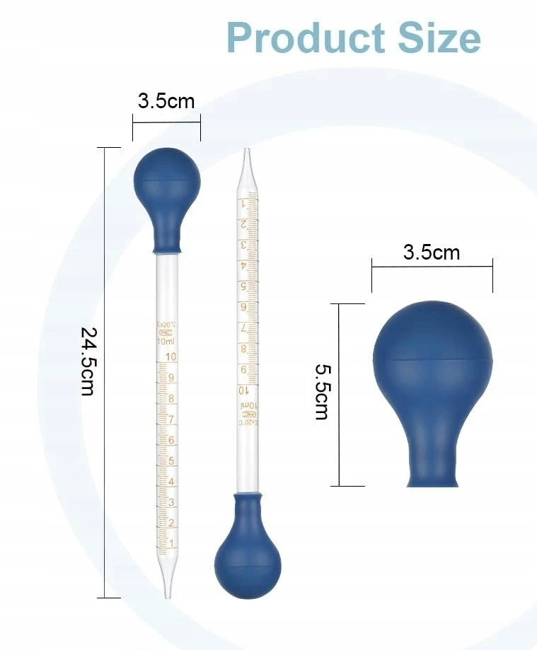 Stiklinė pipetė 10ml 2vnt. laboratorinis lašintuvas universalus PATOGU