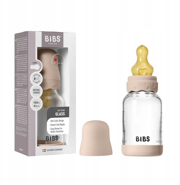 Stiklinis buteliukas nuo pilvo dieglių 120 ml Ivory BIBS Boheme skaistalai
