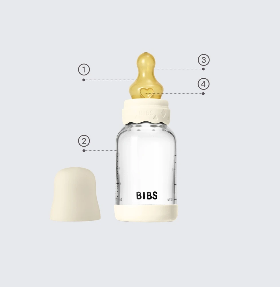 Stiklinis buteliukas nuo pilvo dieglių 120 ml Ivory BIBS Boheme skaistalai