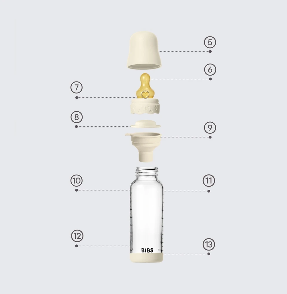 Stiklinis buteliukas nuo pilvo dieglių 240 ml Ivory BIBS Boheme Ivory
