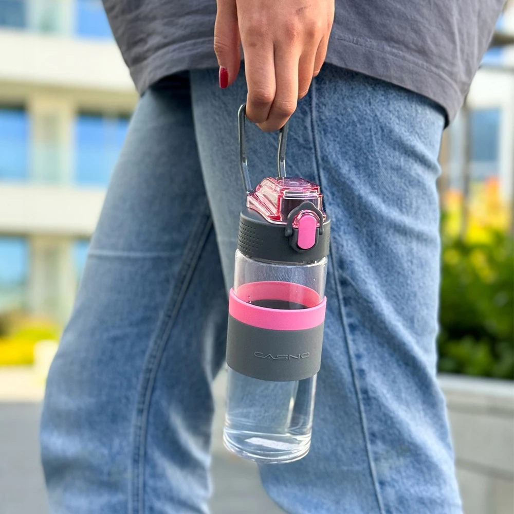 Stiklinis gertuvė Casno Cross 500 ml, rožinė