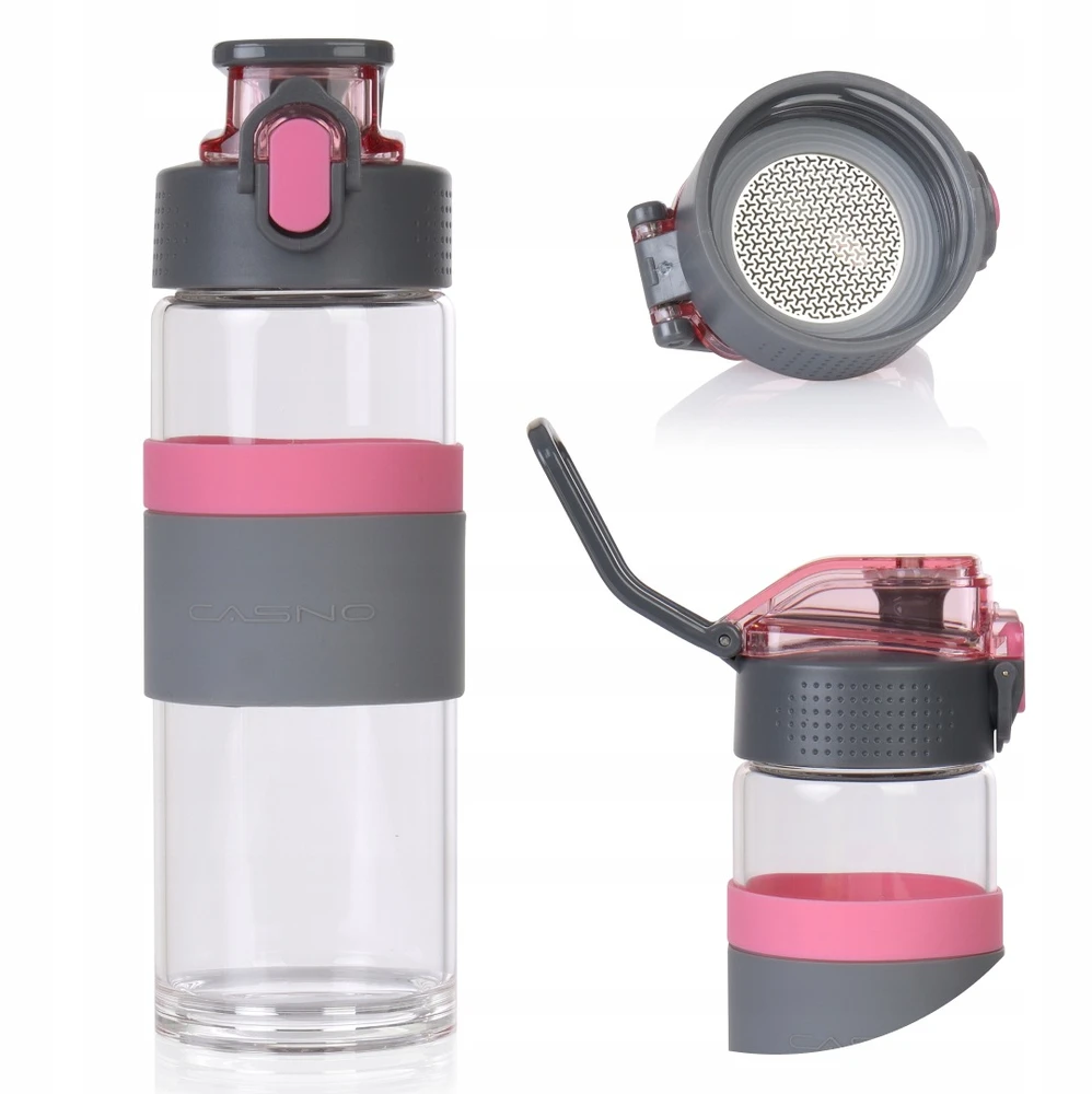 Stiklinis gertuvė Casno Cross 500 ml, rožinė