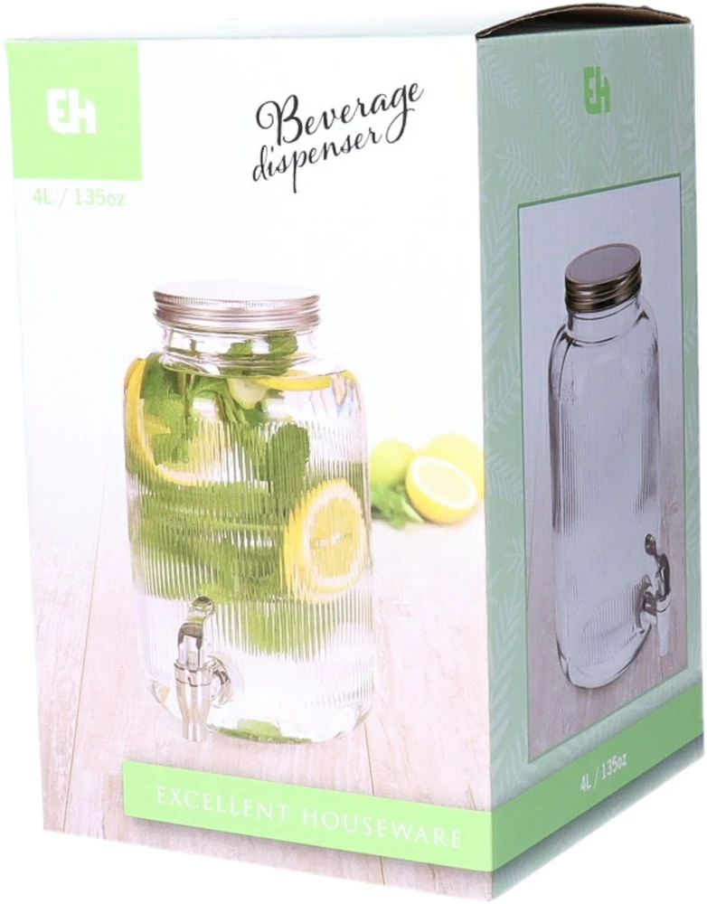 Stiklinis indas su kraneliu, 4 l