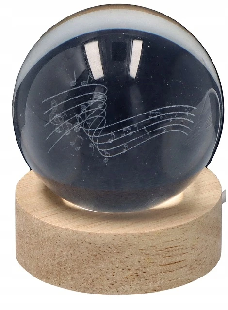 Stiklinis rutulys Muzikinis LED stalinis šviestuvas 8cm Dovana Vaikams