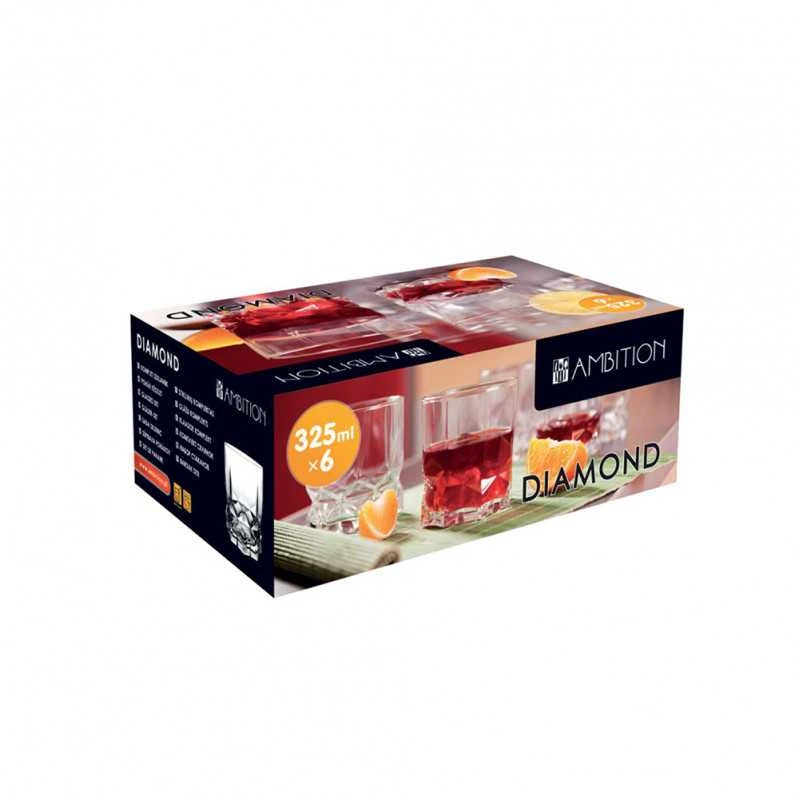 Viskio stiklinės Diamond Ambition 325ml/6vnt.