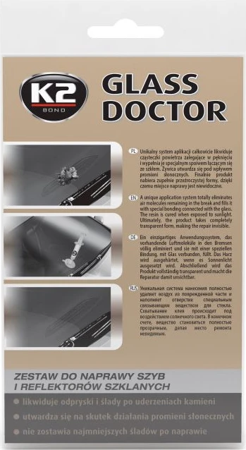 Stiklo įtrūkimų šalinimo rinkinys K2 Glass Doctor