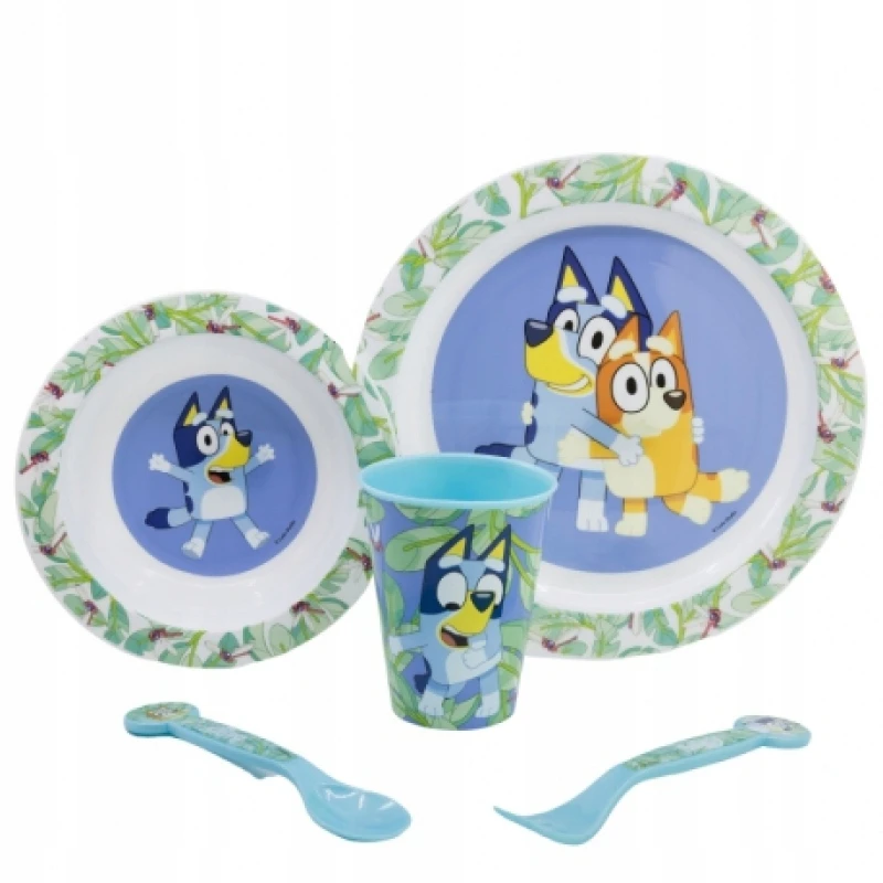 Stor BINGO AND BLUEY mėlynas dogs pusryčių rinkinys, vakarienė, dubuo, lėkštė, puodelis SZ
