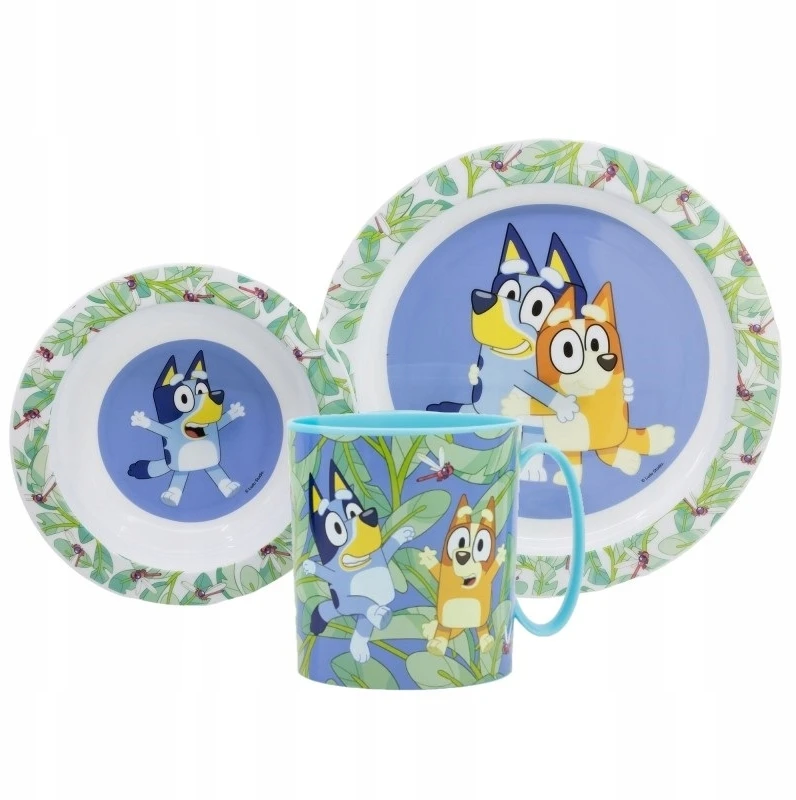 Stor BLUEY DOG AND BINGO pusryčių ir vakarienės rinkinys mikrobangų krosnelei, puodelis 265 ml