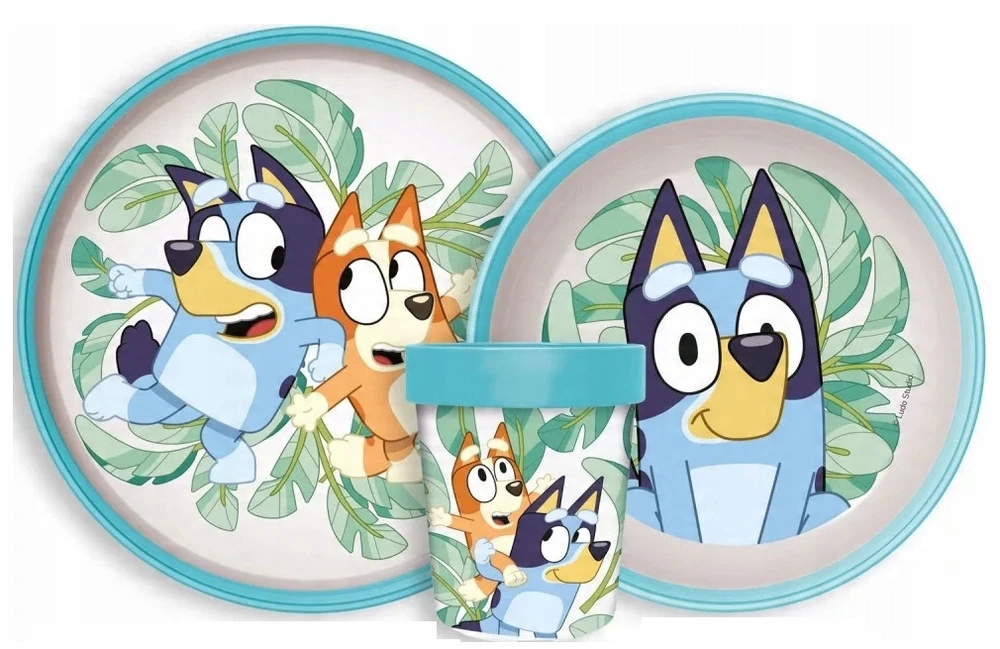 Stor Bluey mikrobangų pusryčių rinkinys. Neslystanti lėkštė + dubuo + puodelis