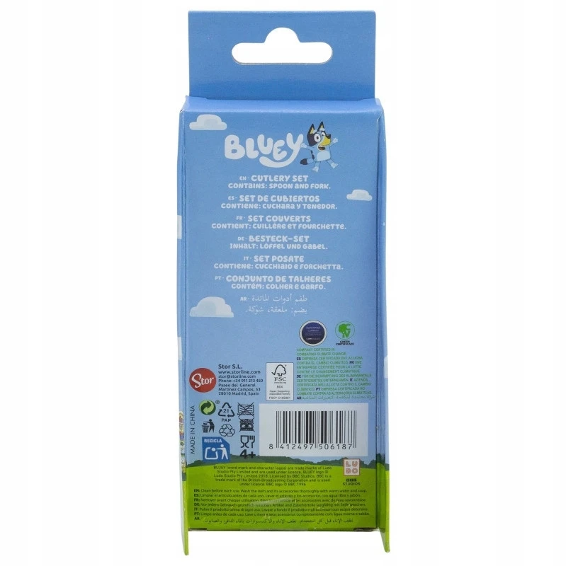 Stor Bluey Yummy Ergonomic metalinių stalo įrankių rinkinys - 2 vnt
