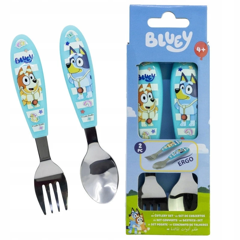 Stor Bluey Yummy Ergonomic metalinių stalo įrankių rinkinys - 2 vnt