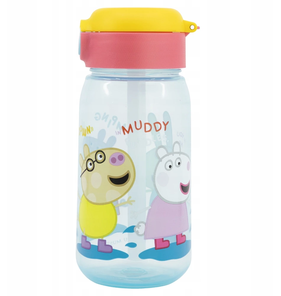 Stor Buteliukas Bidon ŚWINKA PEPPA Niekapek na Przycisk do Przedszkola 510ml