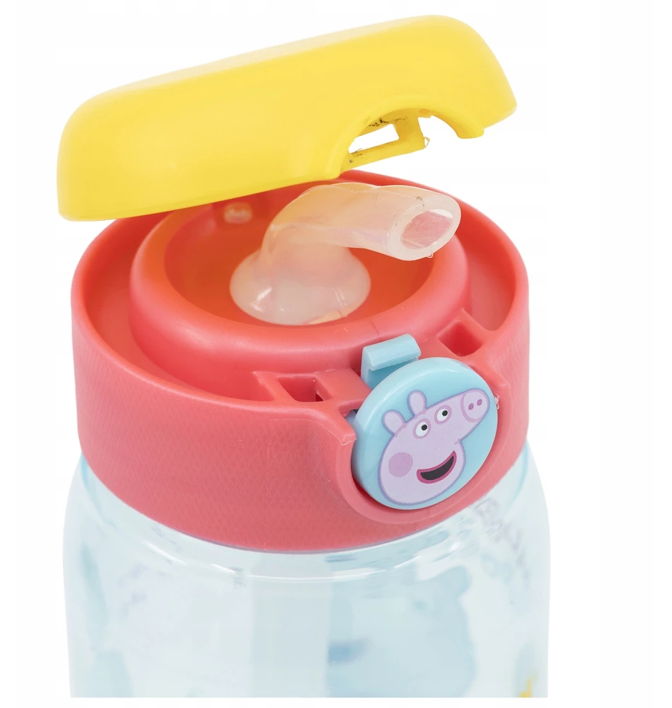 Stor Buteliukas Bidon ŚWINKA PEPPA Niekapek na Przycisk do Przedszkola 510ml