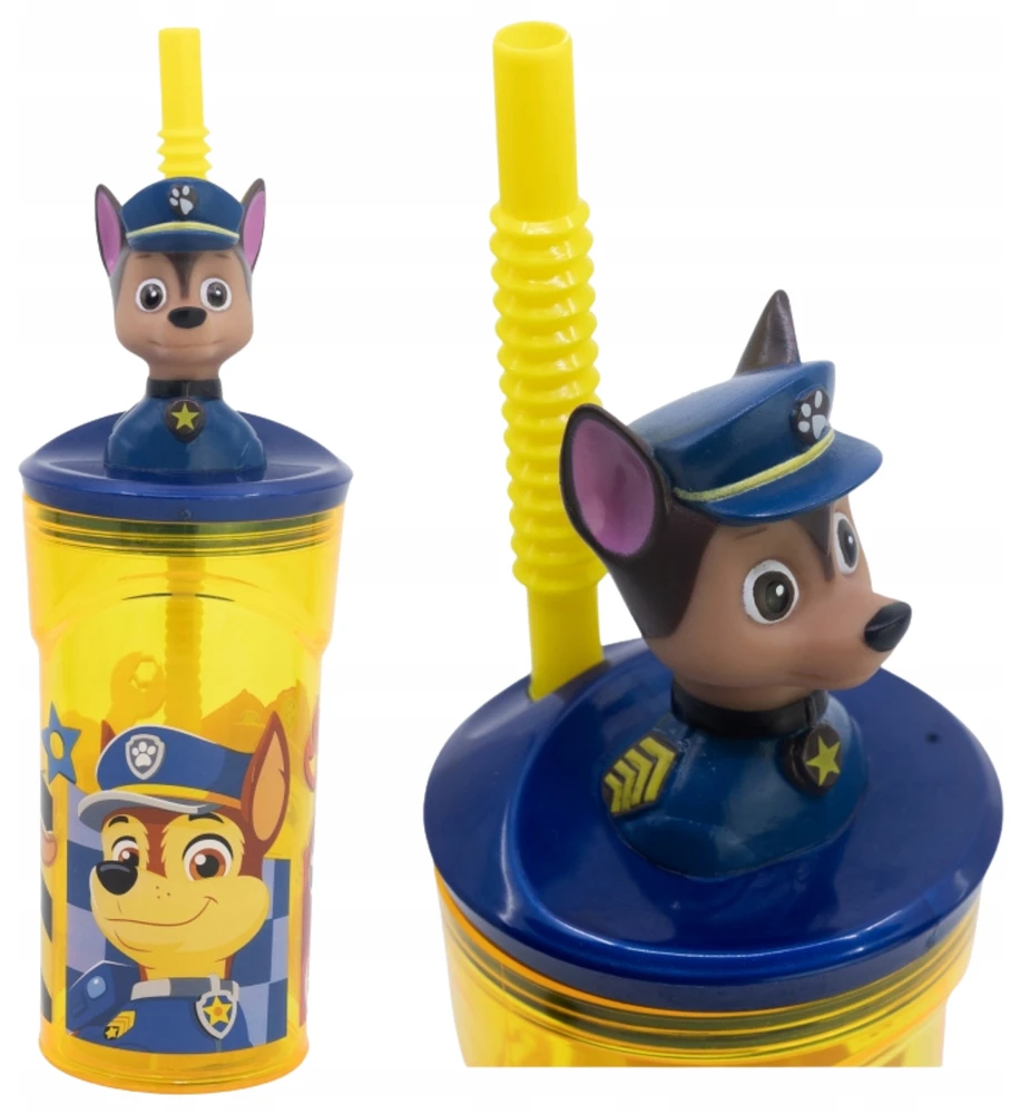 Spin Master Stor Chase Paw Patrol vaikiškas geriamojo šiaudelio puodelis su šiaudeliu 3D šiaudeliu 360ML