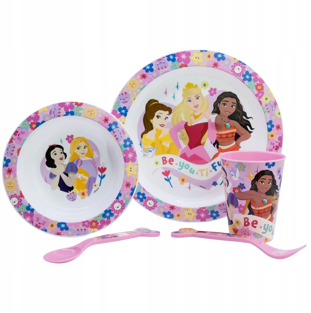 Stor Disney princesės pusryčių rinkinys lėkštės dubenėlio stalo įrankių puodelis