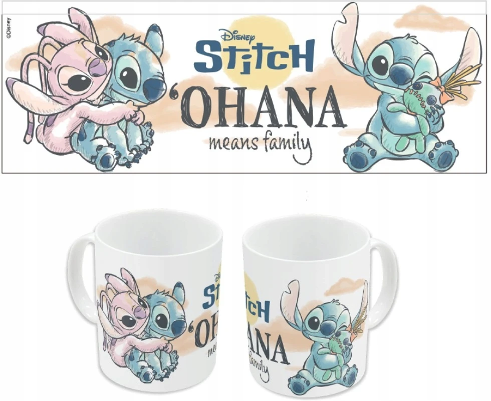 STOR DISNEY STITCH ANGEL OHANA REIKŠMĖ ŠEIMOS JAUNAMS KERAMINIS PUODULIS 325ml