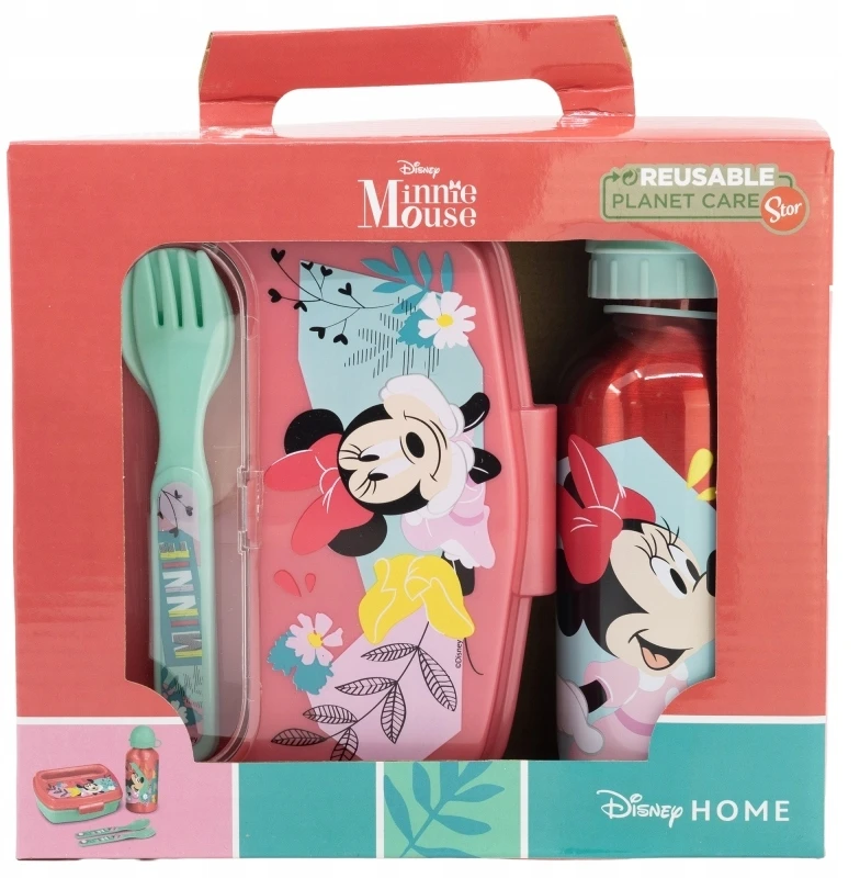 Stor Kombinacija pietų dėžutė + gertuvė + įrankiai - MINNIE - Rožinė - Stačiakampė - Vaikams - Tinka indaplovėms