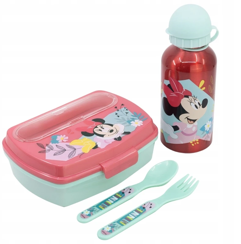 Stor Kombinacija pietų dėžutė + gertuvė + įrankiai - MINNIE - Rožinė - Stačiakampė - Vaikams - Tinka indaplovėms