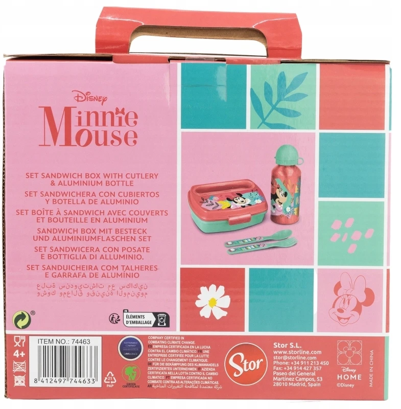 Stor Kombinacija pietų dėžutė + gertuvė + įrankiai - MINNIE - Rožinė - Stačiakampė - Vaikams - Tinka indaplovėms