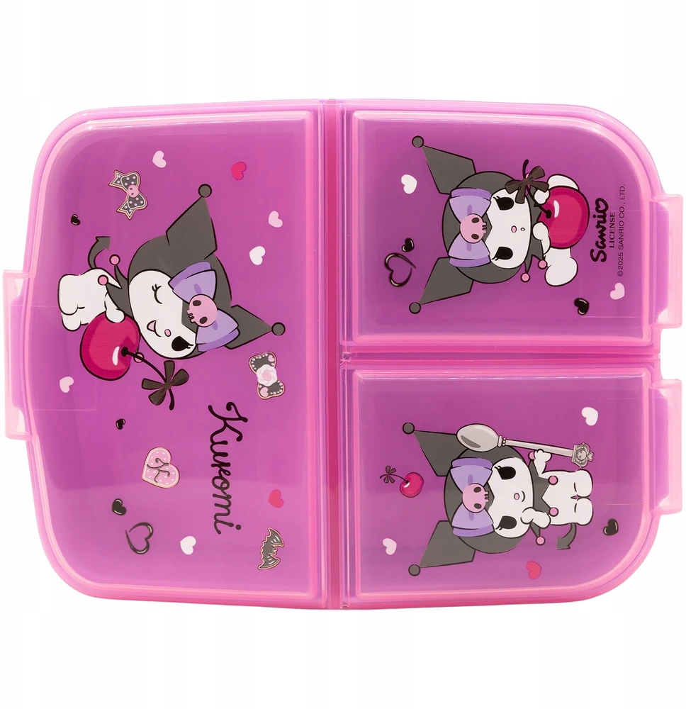Stor KUROMI HELLO KITTY KOTEK priešpiečių dėžutė LUNCH BOX su 3 skyreliais vaikams